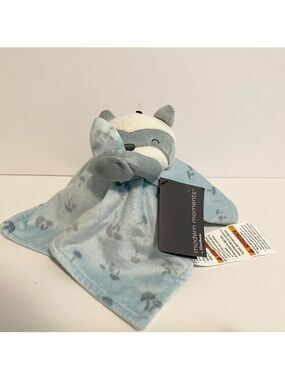 Modern Moments Gerber Raccoon Lovey Security Blanket Mushroom Baby Nursery Blue
